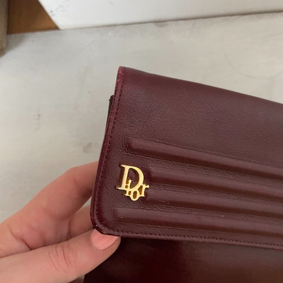 Christian Dior Vintage Red Leather Clutch With Gold Tone Hardware - Picture 2 of 10